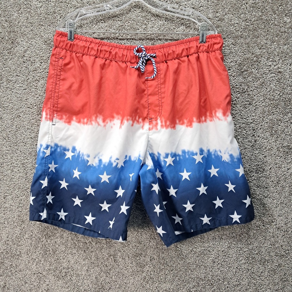 Dreamwave Mens‎ XL Swim Trunks Red White Blue Stars Patriotic Board Shorts